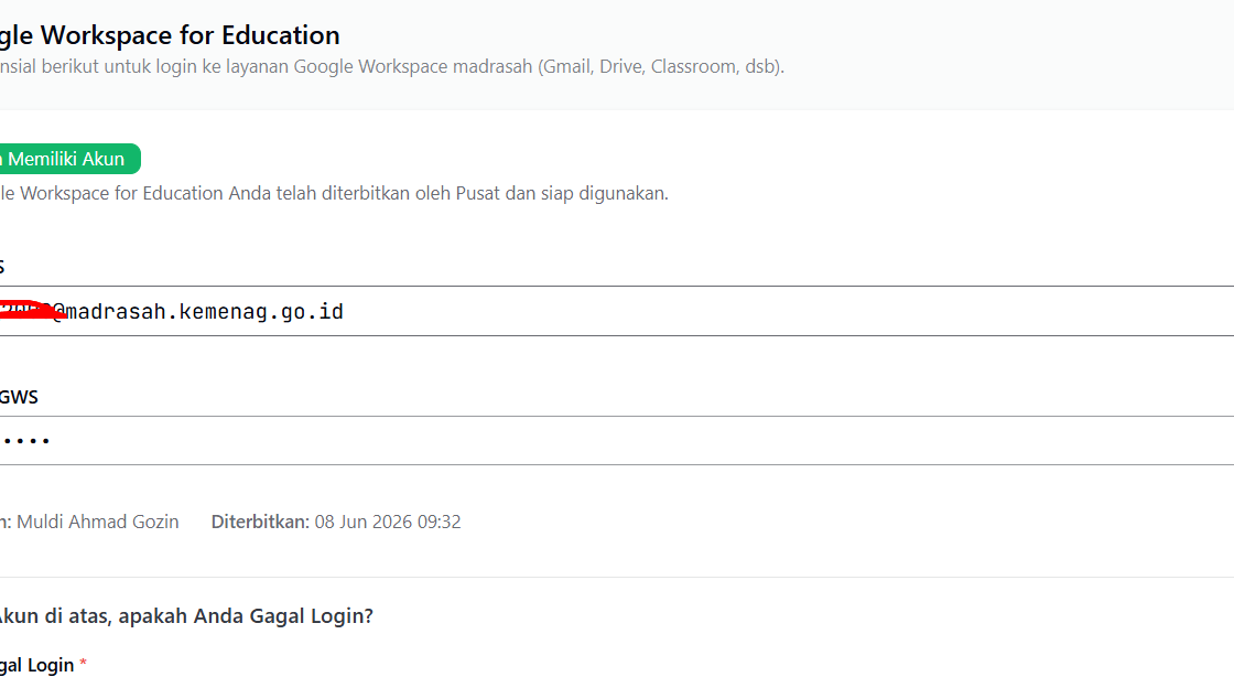 Cara Login Akun Google Workspace (GWS) dari EMIS GTK ke Google Chrome