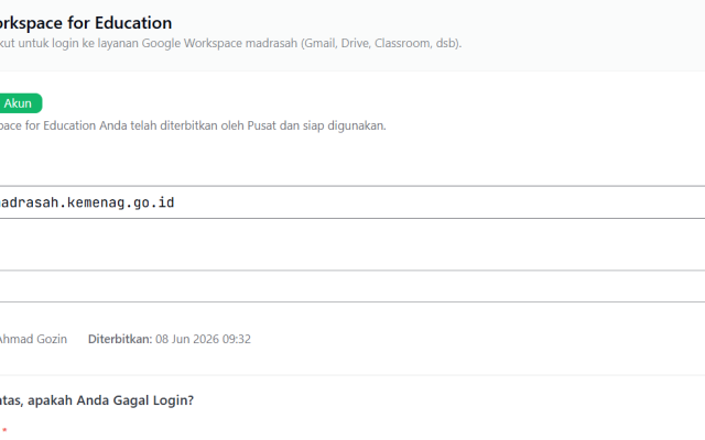 Cara Login Akun Google Workspace (GWS) dari EMIS GTK ke Google Chrome