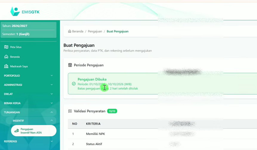 Cara Mengajukan Insentif Guru Madrasah Non-ASN Tahap 2 Tahun 2026 di EMIS GTK